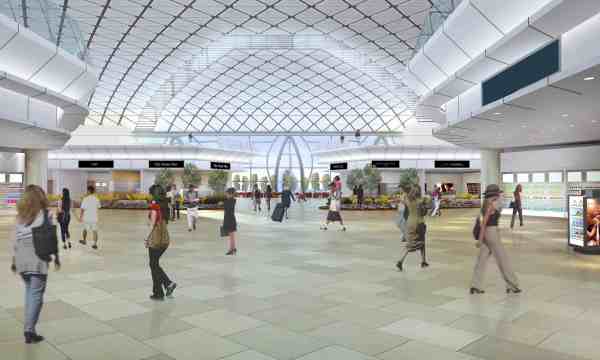 Midfield1s The access plaza is above an underground automated rail shuttle from the main terminals