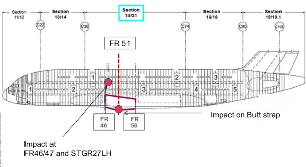 page 9 Some impact damage was done to underbelly and side of the A380
