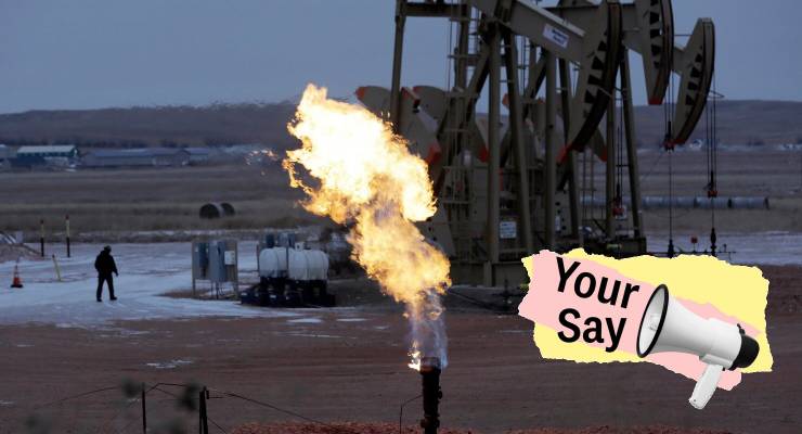 A natural gas flare in North Dakota