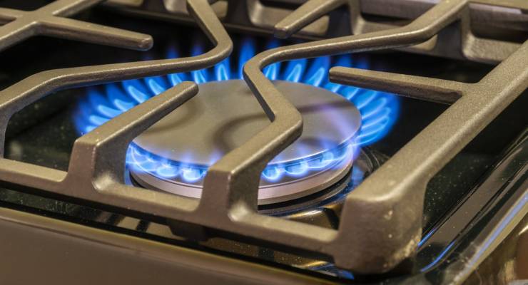 A gas burner on a stove