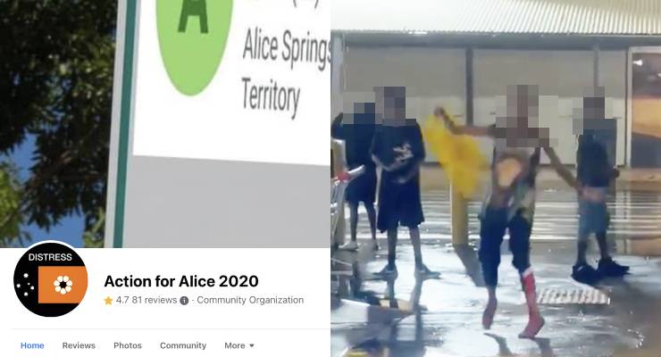 The Action for Alice 2020 Facebook page and a video posted to the page, blurred by Crikey
