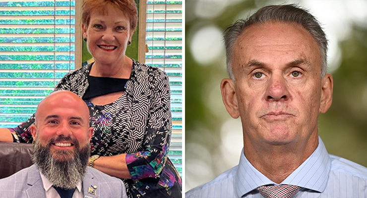 Adam Zahra, Pauline Hanson and Mark Latham (Images: Facebook/AAP)