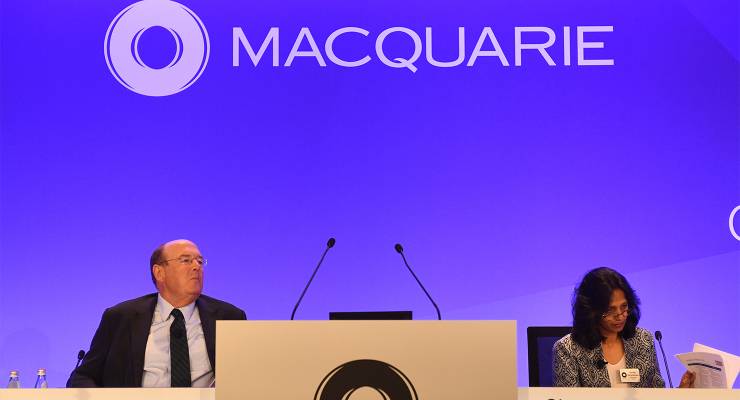 Macquarie Group chairman Peter Warne and CEO Shemara Wikramanayake (Image: AAP/Dean Lewins)