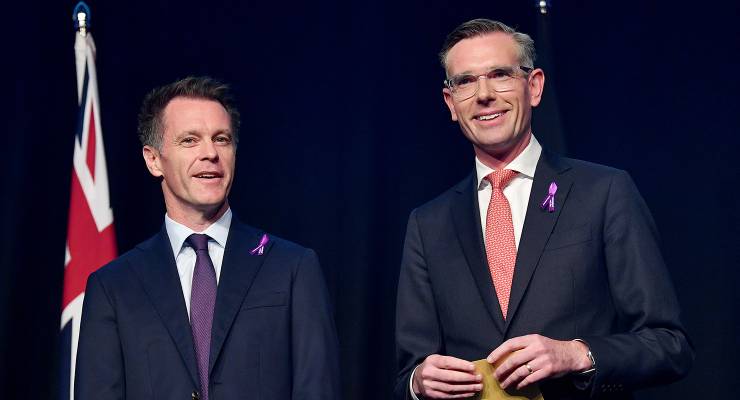 NSW Labor Leader Chris Minns and NSW Premier Dominic Perrottet (Image: AAP/Bianca De Marchi)