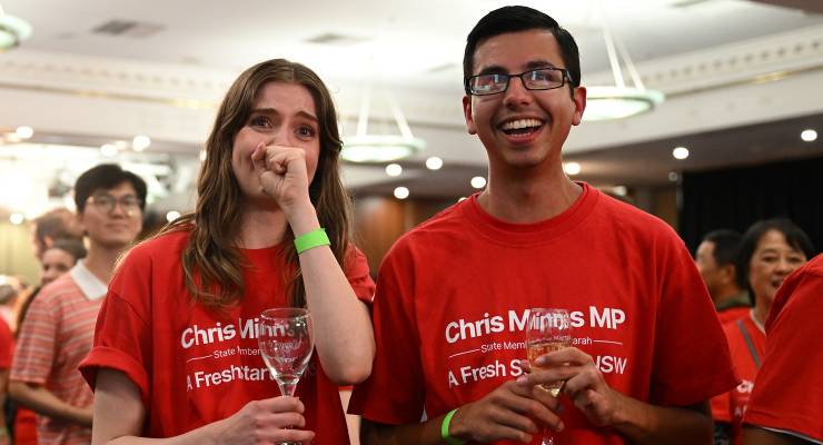 Emotional Labor supporters during the NSW ALP reception in (Image: AAP/Dean Lewins)