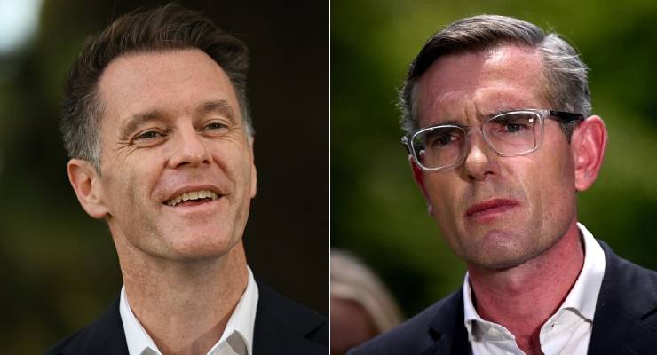 Incoming NSW Premier Chris Minns and former premier Dominic Perrottet