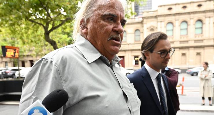 Jeffrey Corfe arrives at the Melbourne County Court