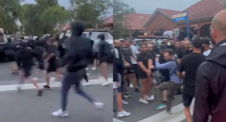 Video footage from the skirmish outside the event (Image: Supplied)