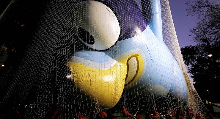 The 'Bluey' balloon is inflated the day before the Macy's Thanksgiving Day Parade, 2022 (Image: AAP/EPA/Jason Szenes)