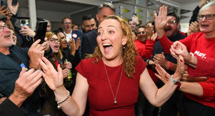 Labor's Mary Doyle after winning the seat of Aston (Image: AAP/Michael Currie/SOPA/Sipa USA)