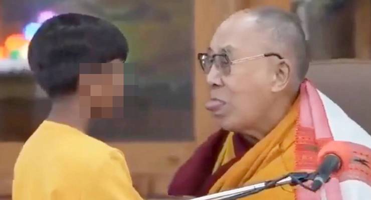 Dalai Lama boy kiss