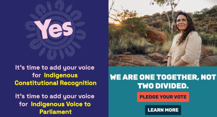 The websites for Yes23 and Fair Australia's No Voice to Parliament campaigns