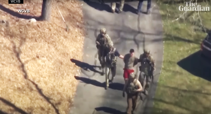 US federal agents arresting Jack Teixeira, alleged leaker of classified Pentagon intelligence (Image: The Guardian/YouTube)