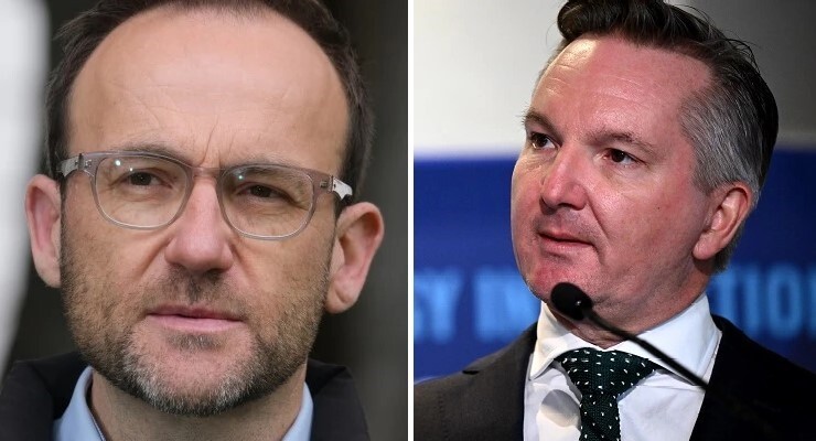 Greens Leader Adam Bandt and Energy Minister Chris Bowen (Images: AAP/Luis Ascui/Dan Himbrechts)