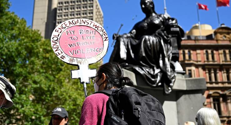 A protester at a rally against sexual violence