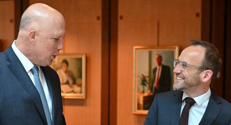 Leader of the Opposition Peter Dutton and Greens Leader Adam Bandt