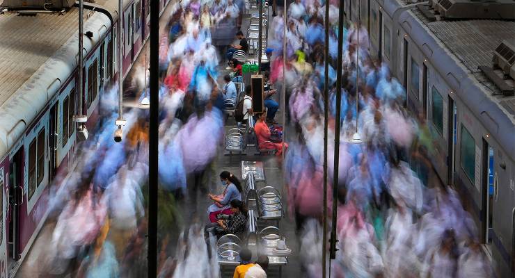 Churchgate Station during peak hours in Mumbai, India (Image: AAP/AP/Rajanish Kakade)