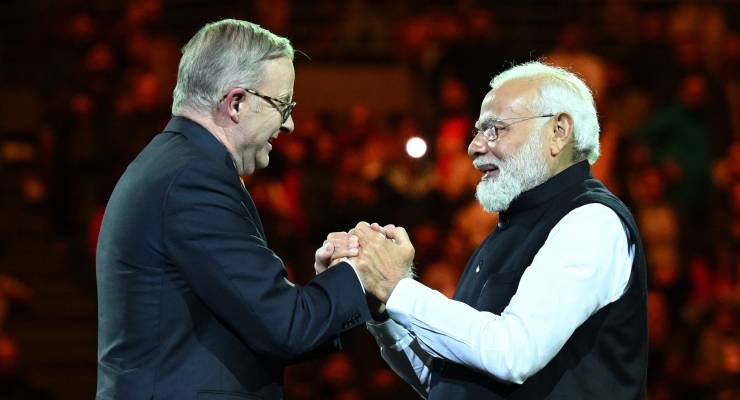 Prime Minister Anthony Albanese and Indian Prime Minister Narendra Modi last night