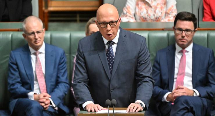 Opposition Leader Peter Dutton delivers his budget reply speech on Thursday night