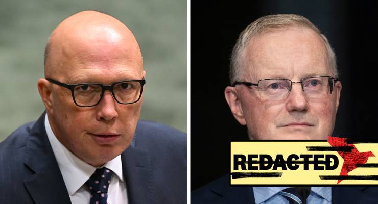 Opposition Leader Peter Dutton and RBA governor Philip Lowe (Images: AAP)