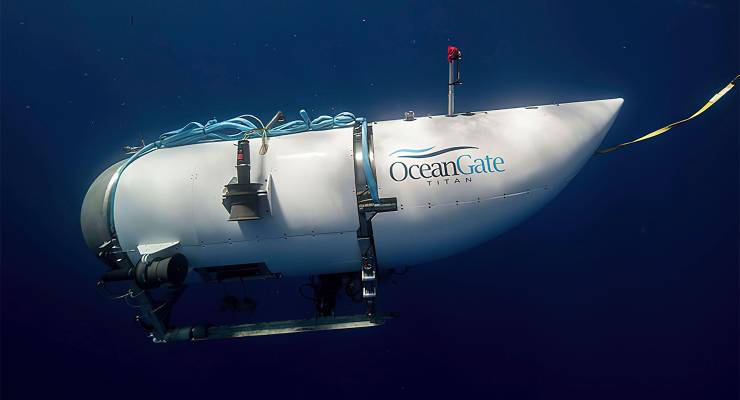 The missing submersible vessel named Titan used to visit the wreckage site of the Titanic (Image: AAP/OceanGate Expeditions/AP)