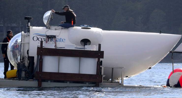 OceanGate CEO Stockton Rush emerges from submarine Cyclops 1, 2018
