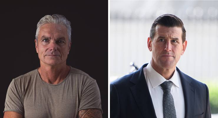 David McBride and Ben Roberts-Smith (Images: Michelle Kaldy; Dan Himbrechts/AAP)