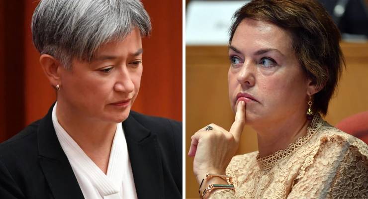 Foreign Affairs Minister Penny Wong and the late Kimberley Kitching (Images: AAP/Mick Tsikas)