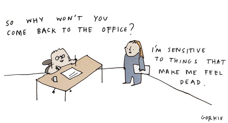 A work from home cartoon.