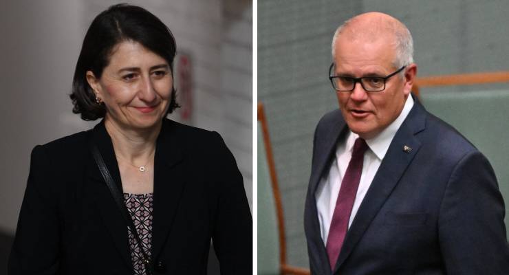 Former NSW premier Gladys Berejiklian and former prime minister Scott Morrison (Images: AAP)