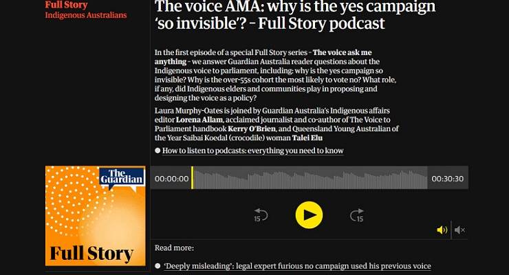 The 'Full Story' podcast feed on the Guardian Australia website (Image: Guardian Australia)