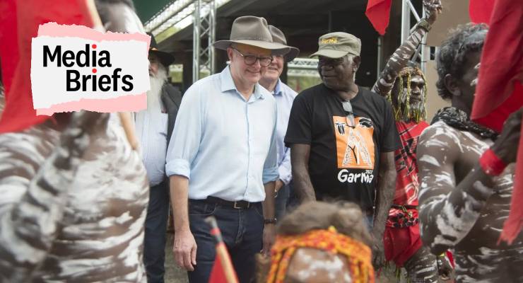 Prime Minister Anthony Albanese at the Garma Festival in 2022 (Image: AAP/Aaron Bunch, Private Media)