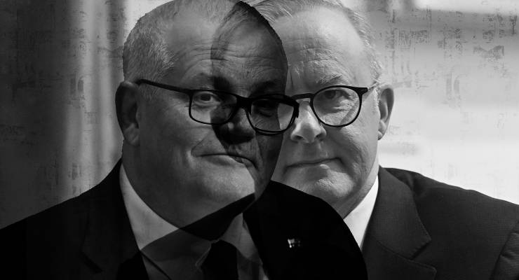 Former prime minister Scott Morrison and Prime Minister Anthony Albanese (Images: AAP/Zennie/Private Media)