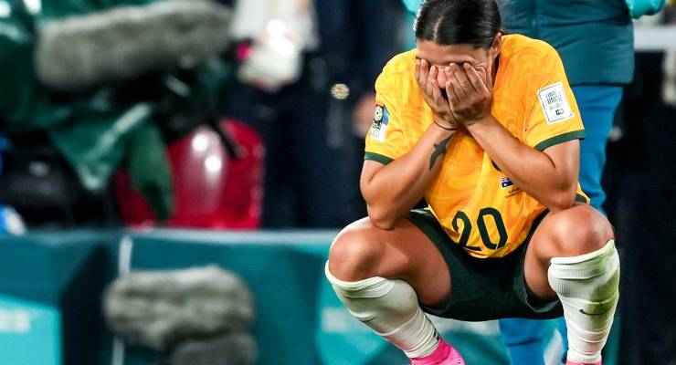 Matildas captain Sam Kerr in tears after the loss (Image: SPP/Sipa USA/Daniela Porcelli)