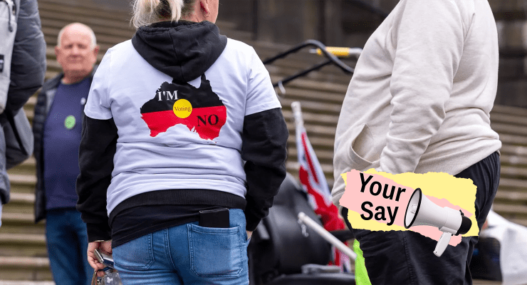 A protester wearing a 'I'm voting no' T-shirt (Image: SOPA Images/Sipa USA/