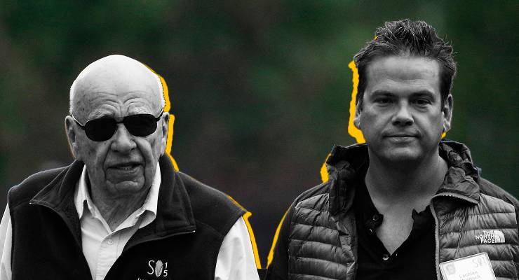 Rupert Murdoch and his son Lachlan (Image: AAP/EPA/Andrew Gombert/Private Media)