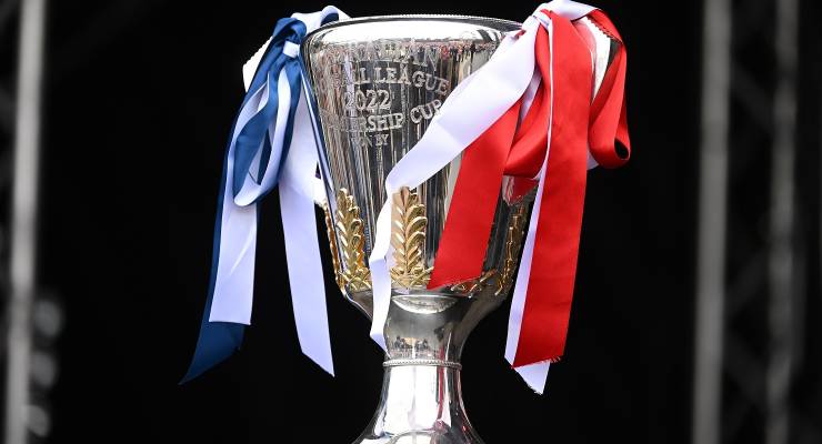 The AFL premiership cup ahead of the 2022 grand final (Image: AAP/James Ross)