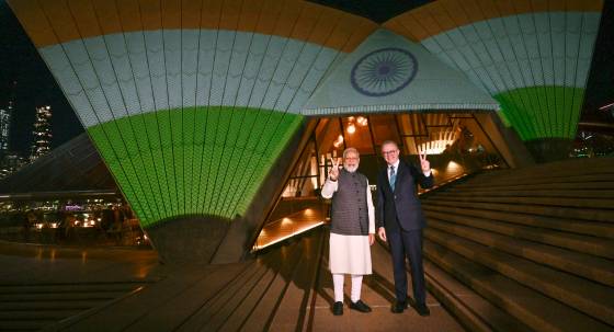 Indian PM Narendra Modi and Anthony Albanese (Image: Dean Lewins/Pool Photo via AP)