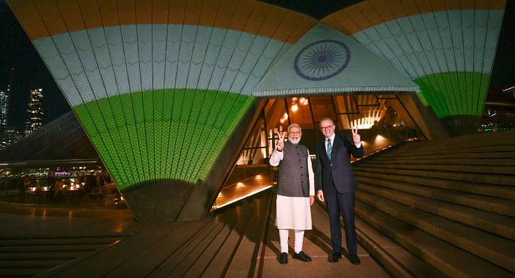 Indian PM Narendra Modi and Anthony Albanese (Image: Dean Lewins/Pool Photo via AP)