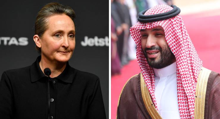 New Qantas CEO Vanessa Hudson and Crown Prince of Saudi Arabia Mohammed bin Salman (Images: AAP, EPA)