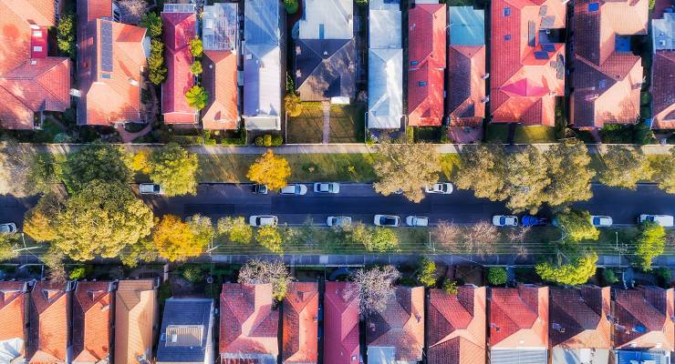 suburban street houses