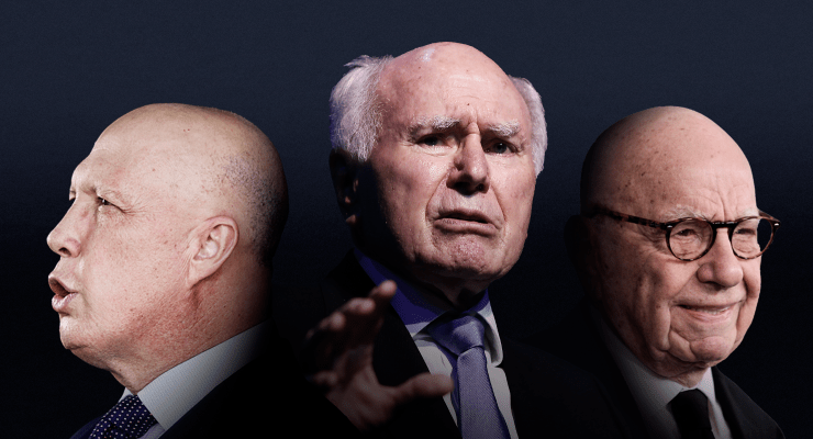Peter Dutton, John Howard and Rupert Murdoch (Images: AAP/Private Media)