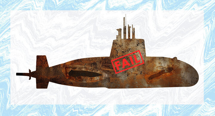 Submarine graphic with a 'FAIL' stamp (Image: Zennie/Private Media)