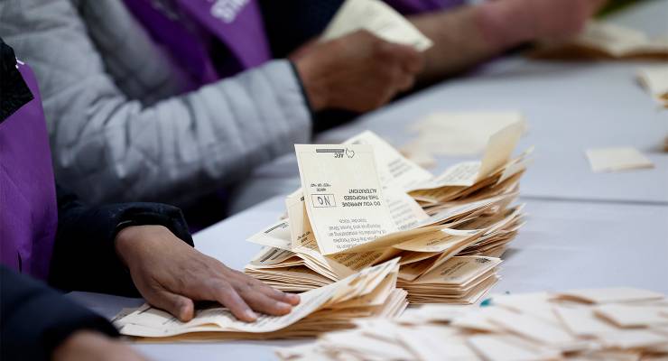 Voice ballot papers at a counting centre in Melbourne (Image: AAP/Con Chronis)