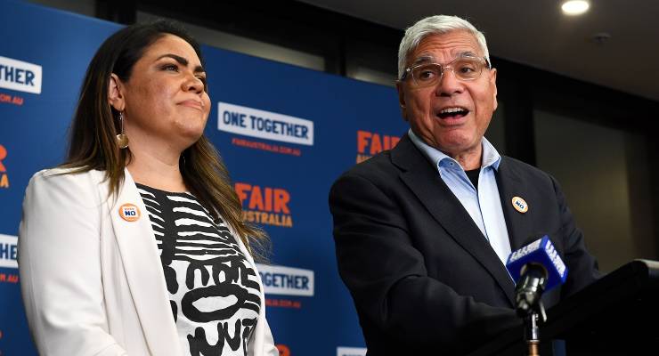Jacinta Nampijinpa Price and Nyunggai Warren Mundine (Image: AAP/Jono Searle)