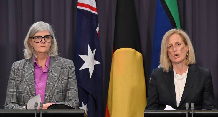 WEET Chair Sam Mostyn and Minister for Finance Katy Gallagher (Image: AAP/Mick Tsikas)