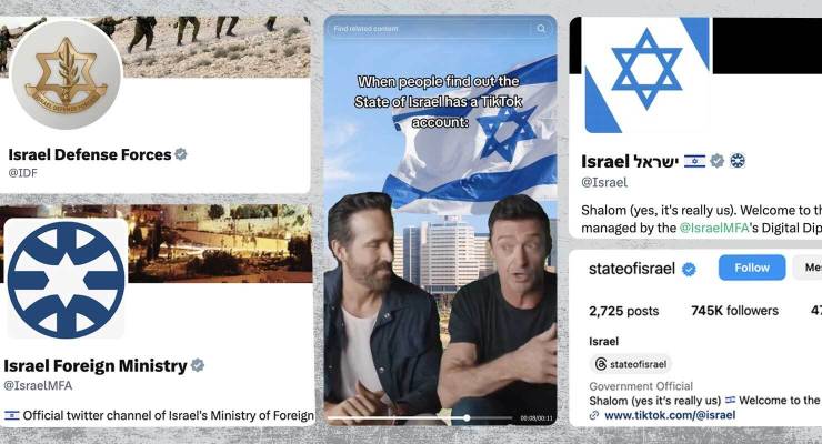 Israel-run social media accounts (Image: X/TikTok)