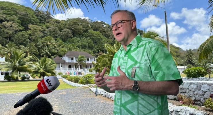 Anthony Albanese at the Pacific Islands Forum in Rarotonga (Image: AAP/Ben McKay)