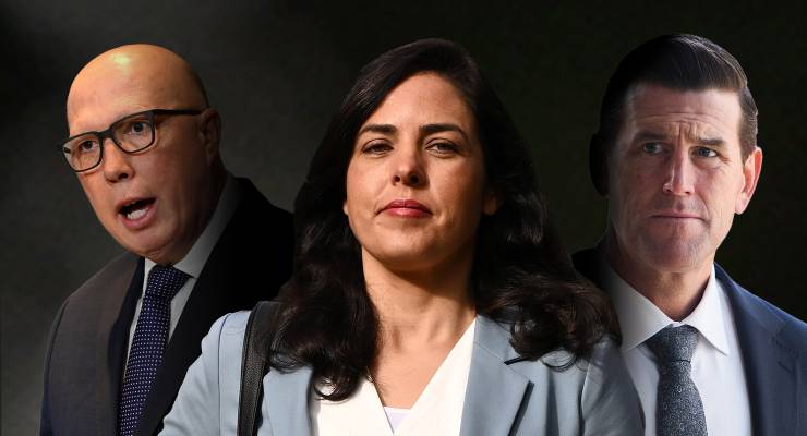 Peter Dutton, Moira Deeming and Ben Roberts-Smith (Images: AAP/Private Media)