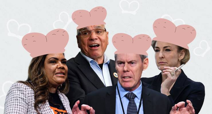 Jacinta Nampijinpa Price, Nyunggai Warren Mundine, Gary Johns and Michaelia Cash (Images: AAP/Private Media)